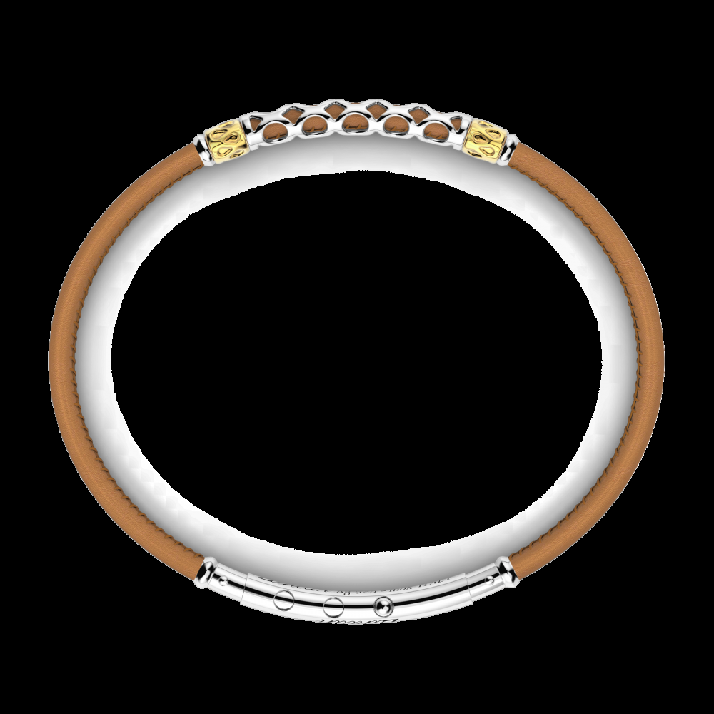Zancan Bracciale Zancan in pelle naturale con targa in argento Italia