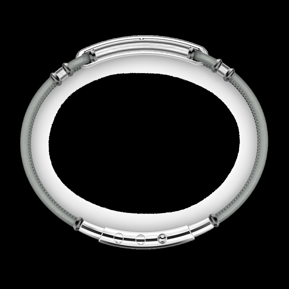 Zancan Bracciale Zancan in pelle naturale con targa in argento e pietre nere Qualità