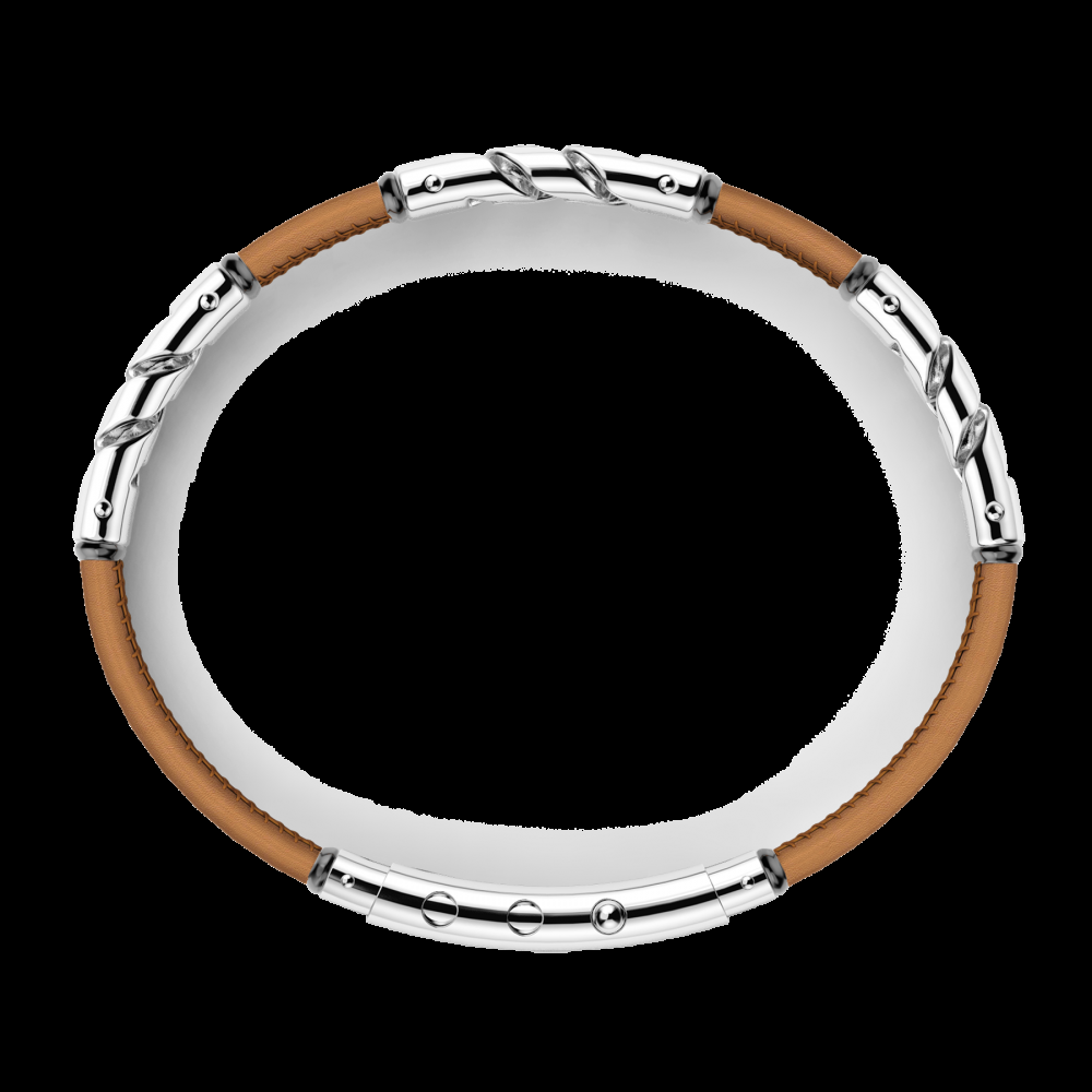 Zancan Bracciale Zancan in pelle naturale con elemnti in argento Smaltimento dello stoccaggio