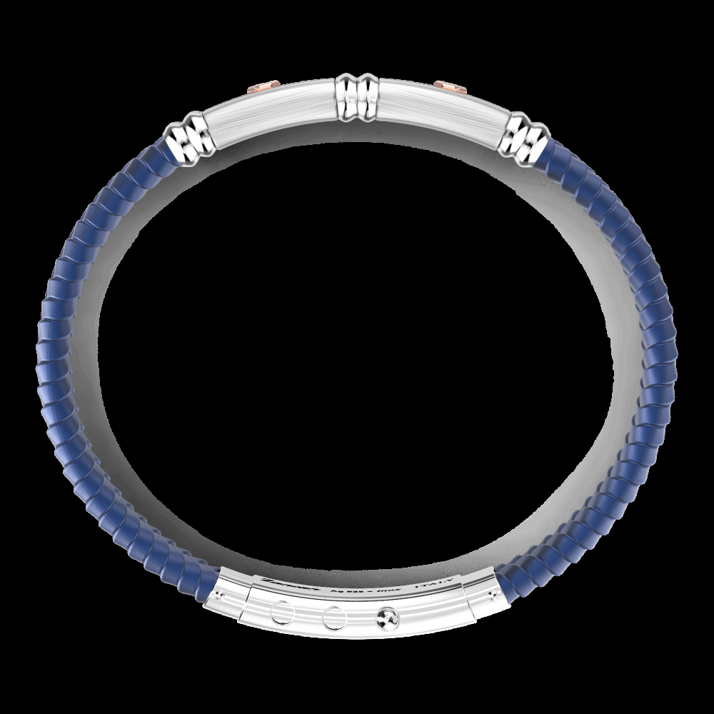Zancan Bracciale Zancan in silicone nero con targa in argento e dettagli in oro rosa Qualità Garantita