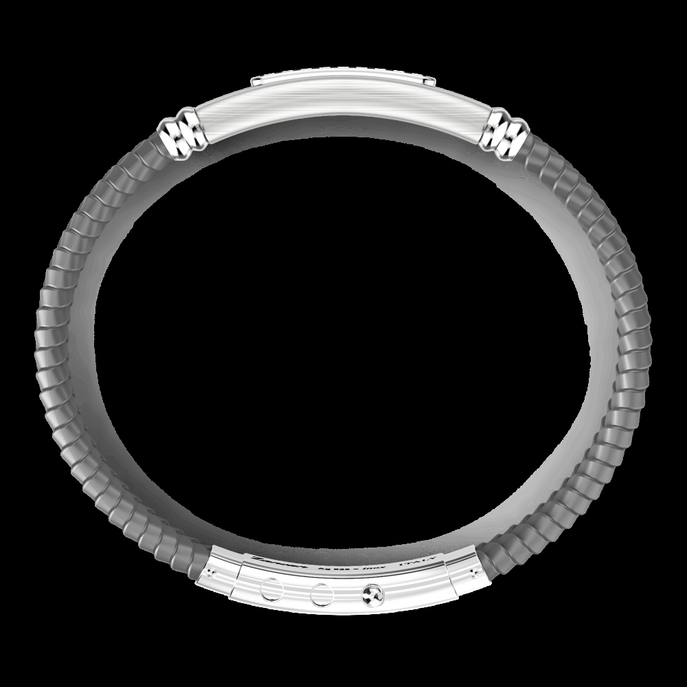 Zancan Bracciale Zancan in silicone con targa in argento e pietre nere Affare Del Giorno