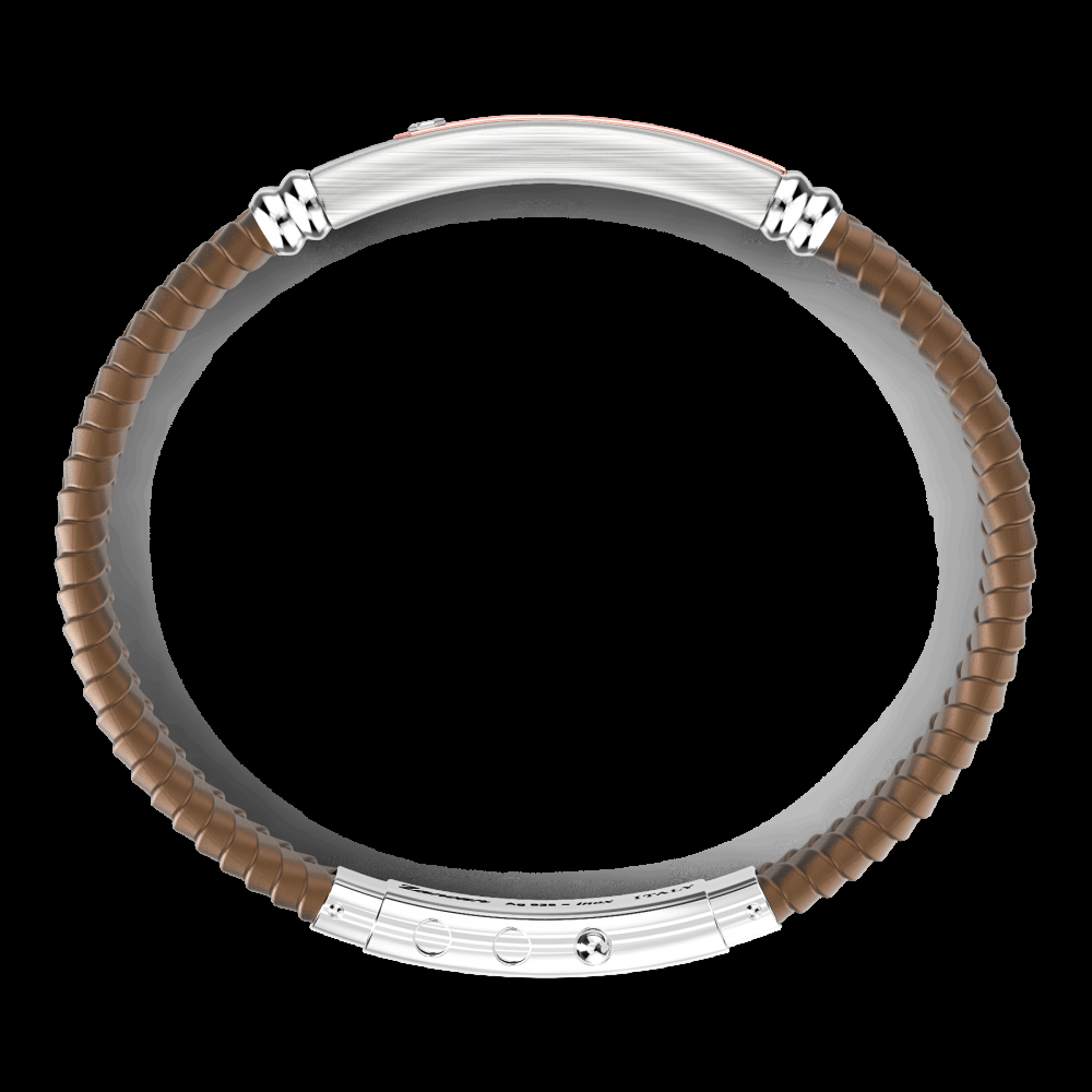 Zancan Bracciale Zancan in silicone nero con targa in argento e dettagli in oro rosa Prezzo Ridotto