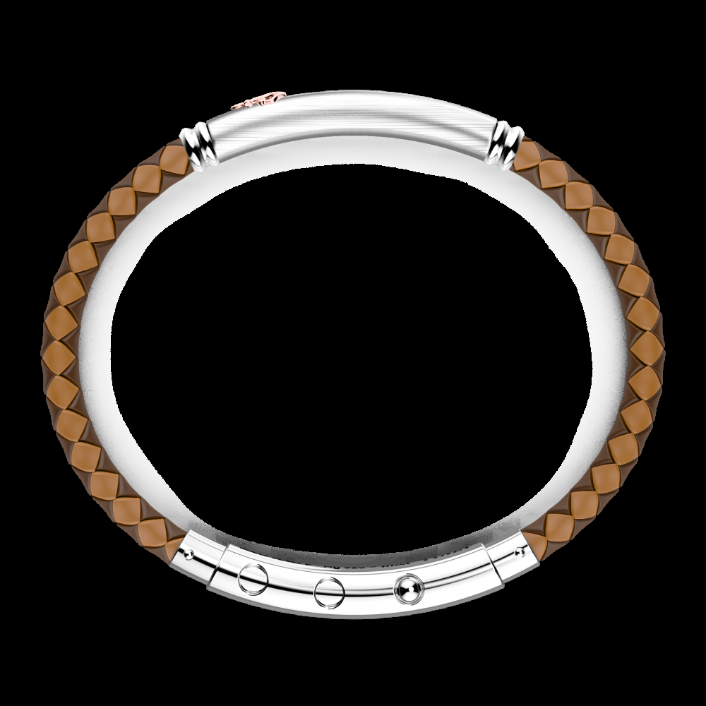 Zancan Bracciale Zancan in silicone nero con targa in argento e dettagli in oro rosa Sconto