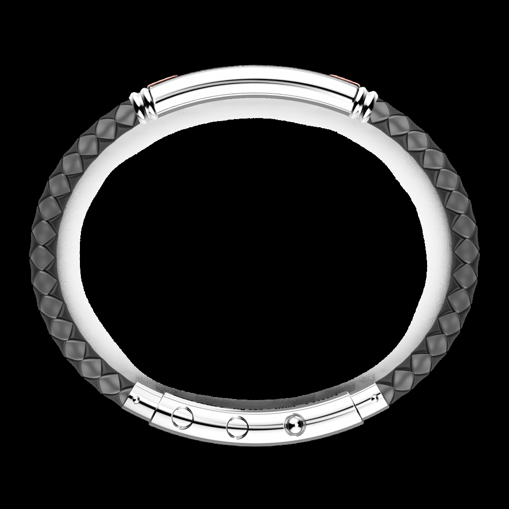 Zancan Bracciale Zancan in silicone nero con targa in argento e dettagli in oro rosa Offerta