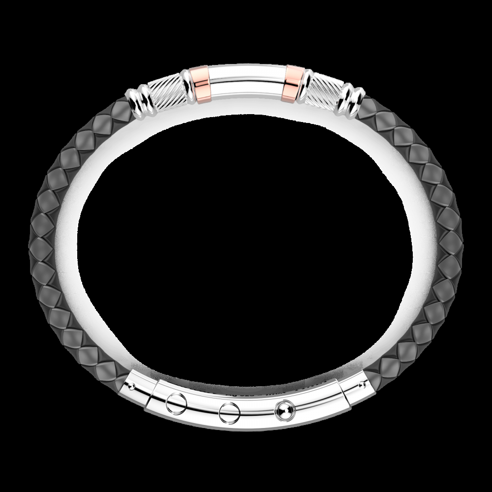 Zancan Bracciale Zancan in silicone nero con targa in argento e dettagli in oro rosa Rilascio limitato