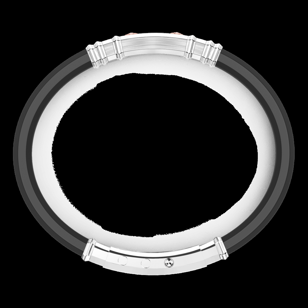 Zancan Bracciale Zancan in silicone nero con targa in argento e dettagli in oro rosa In Vendita