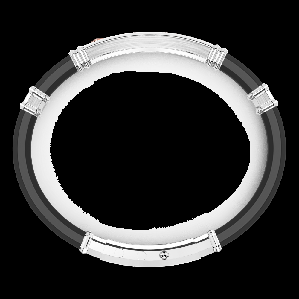 Zancan Bracciale Zancan in silicone nero con targa in argento e dettagli in oro rosa Saldi