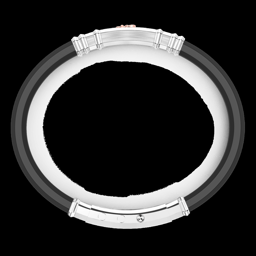 Zancan Bracciale Zancan in silicone nero con targa in argento e dettagli in oro rosa Offerte