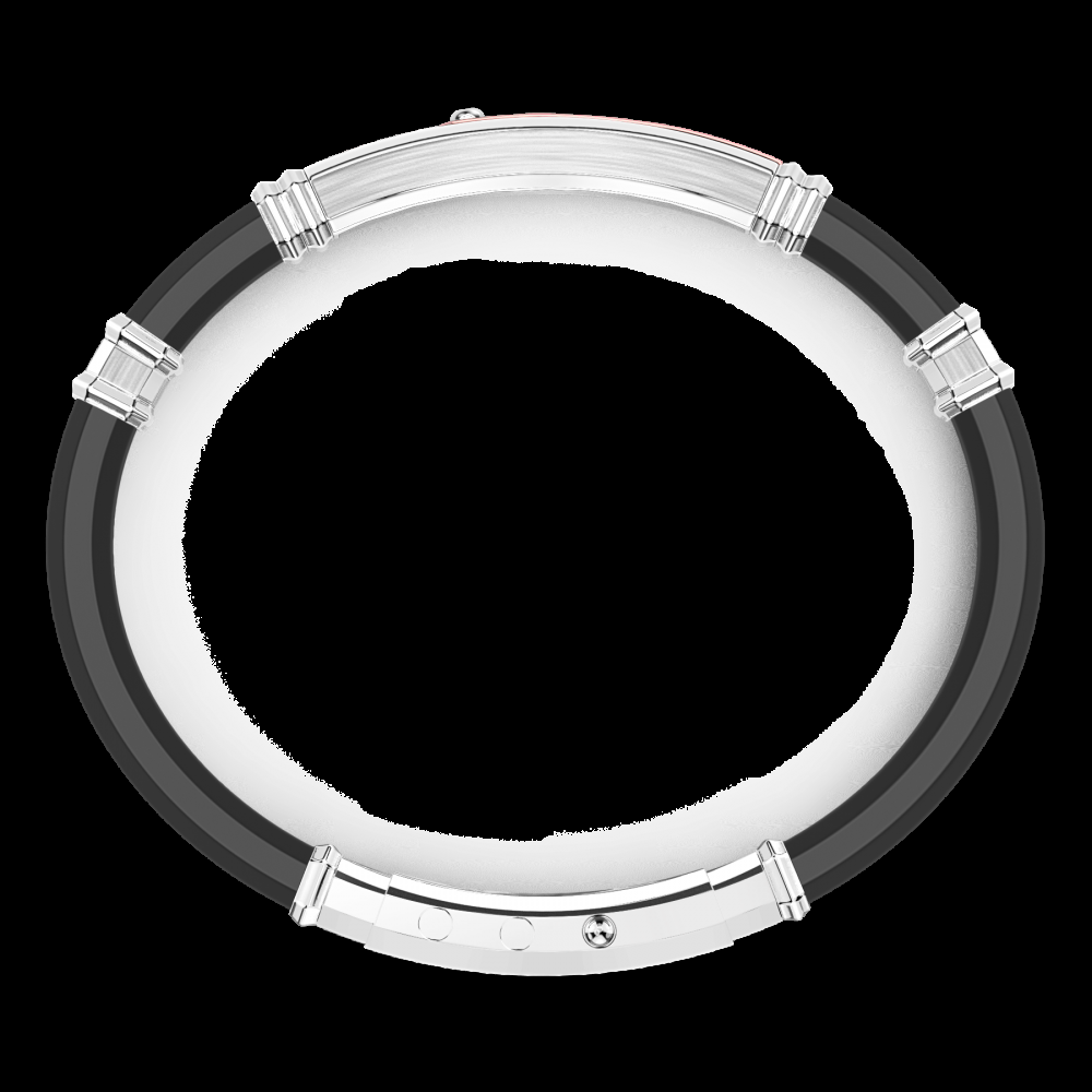 Zancan Bracciale Zancan in silicone nero con targa in argento e dettagli in oro rosa Vendita Calda
