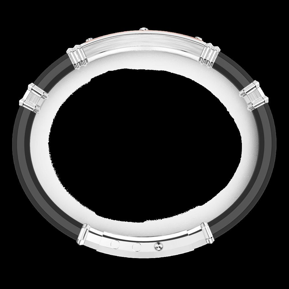 Zancan Bracciale Zancan in silicone nero con targa in argento e dettagli in oro rosa Vendita Economica