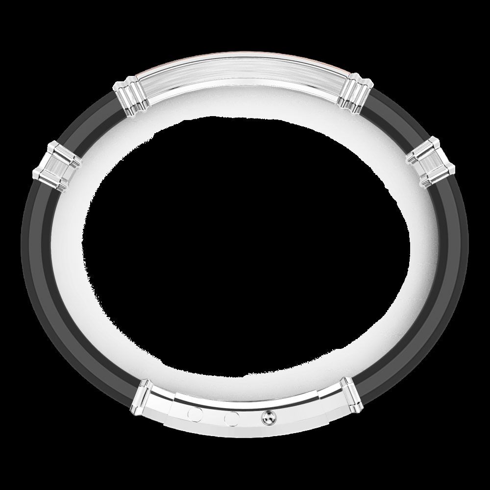 Zancan Bracciale Zancan in silicone nero con targa in argento e dettagli in oro rosa Saldi Di Fabbrica