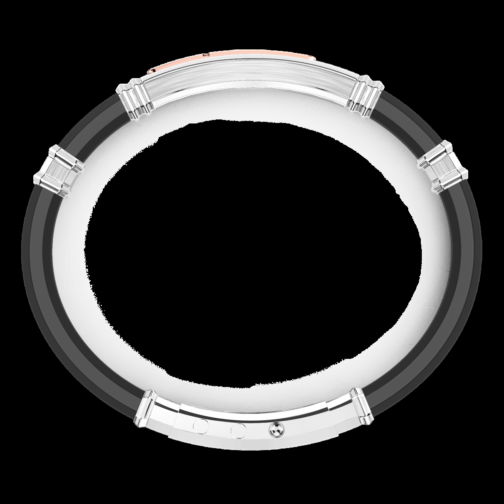 Zancan Bracciale Zancan in silicone nero con targa in argento e dettagli in oro rosa e pietre nere I Più Venduti