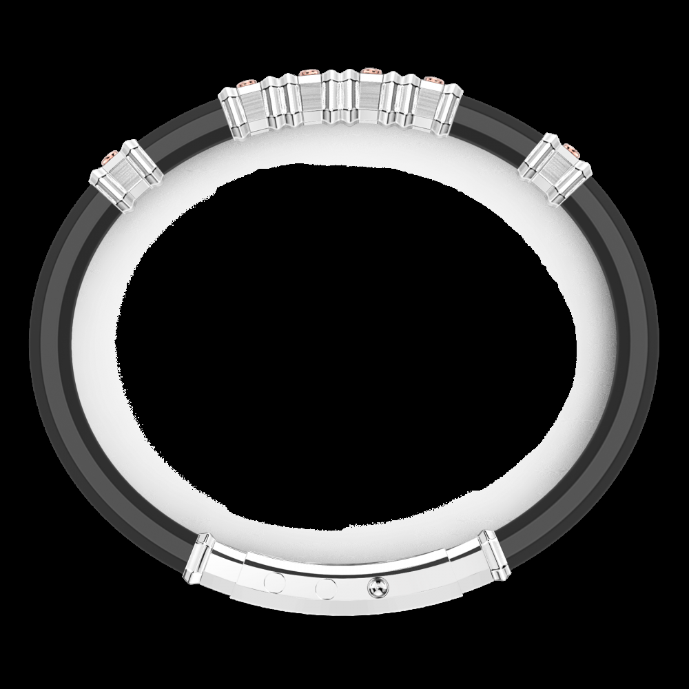 Zancan Bracciale Zancan in silicone nero con targa in argento e dettagli in oro rosa Vendite Flash