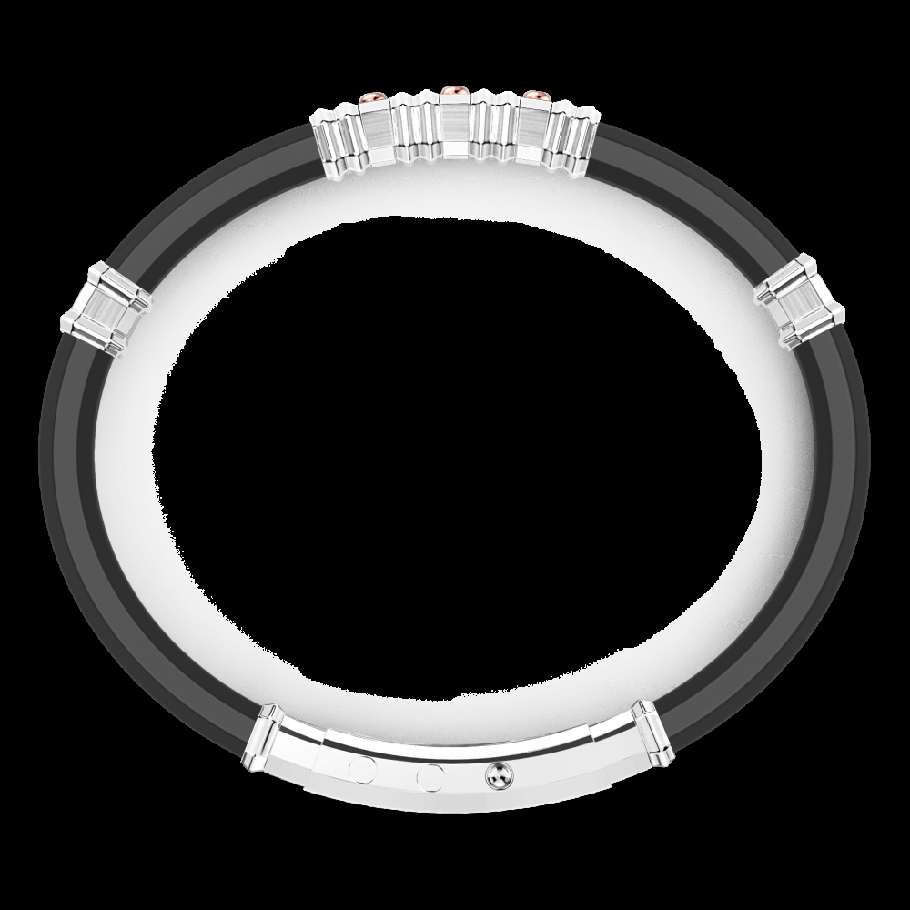 Zancan Bracciale Zancan in silicone nero con targa in argento e dettagli in oro rosa Only for today