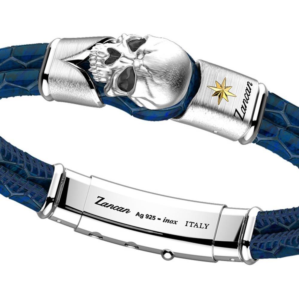 Zancan Bracciale Zancan in pelle con teschio in argento Nuova