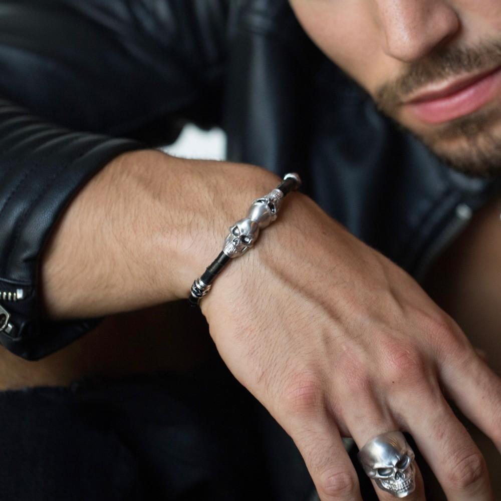 Zancan Bracciale Zancan in pelle con teschi 2025