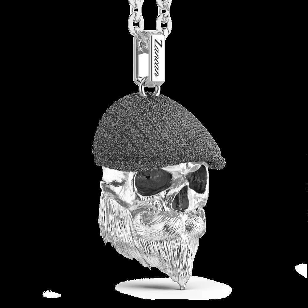 Zancan Collana Zancan in argento con pendente a teschio con coppola Italy