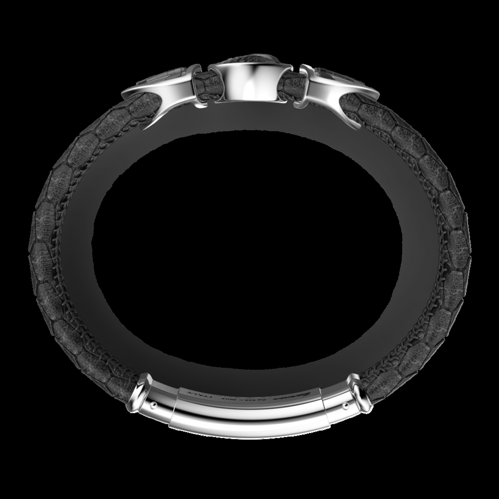 Zancan Bracciale Zancan in pelle con teschio incoronato in argento e pietre rosse Italia