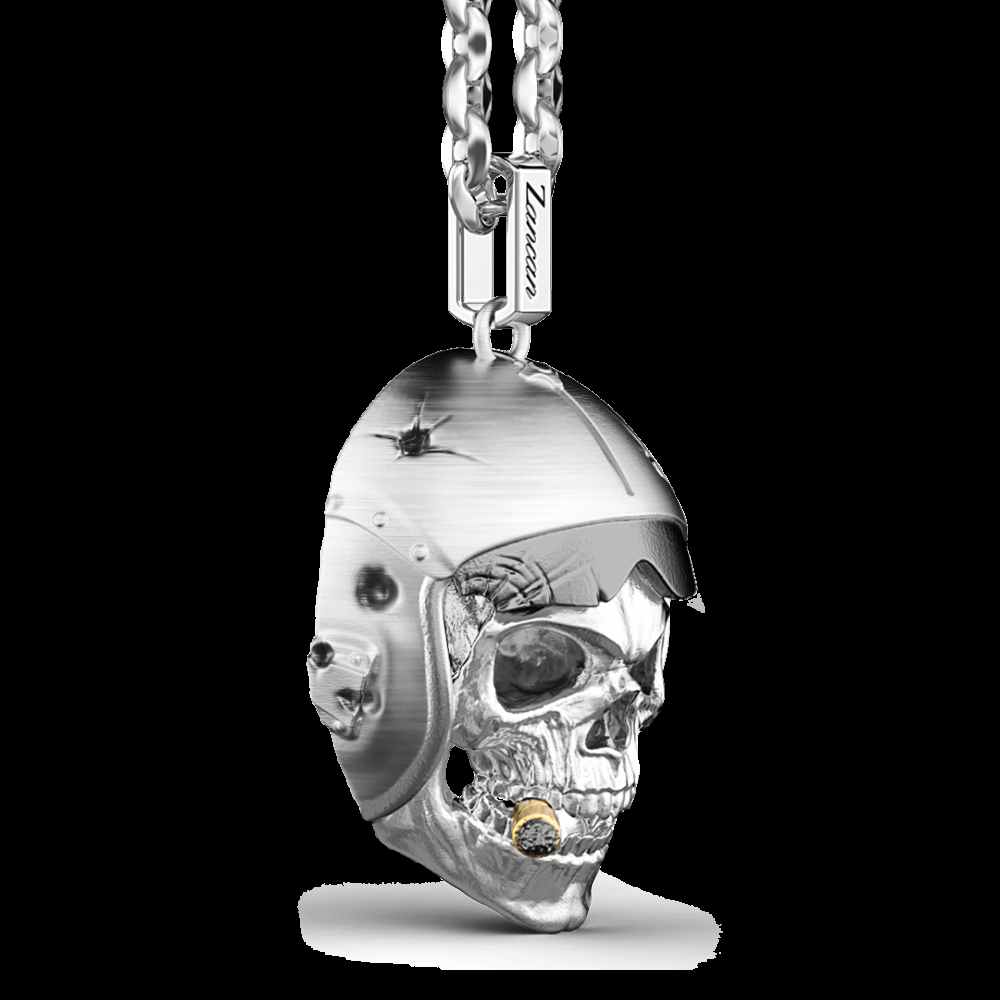Zancan Collana Zancan in argento con pendente a teschio nativo aviatore In Linea