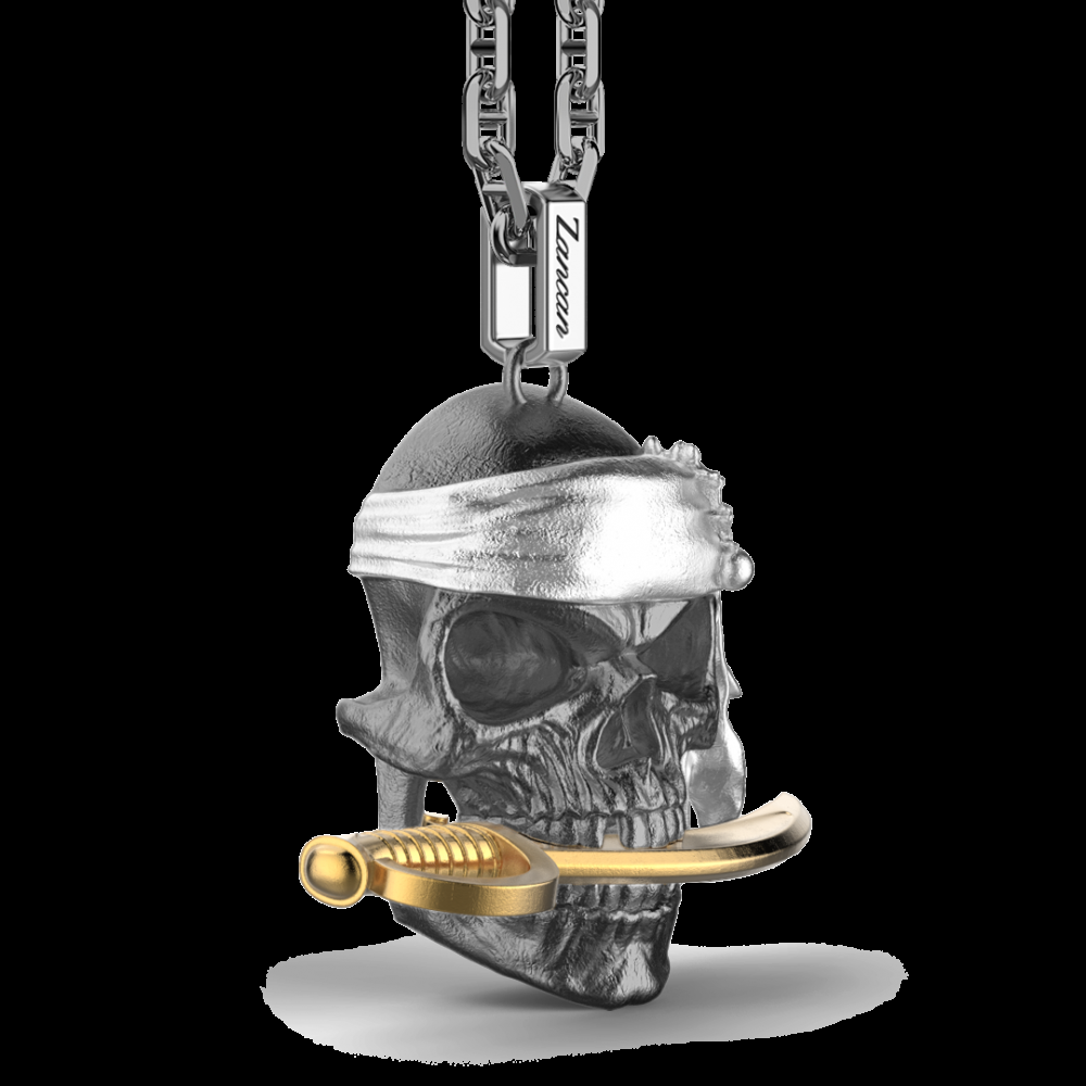 Zancan Collana Zancan in argento con pendente a teschio pirata Nuovo
