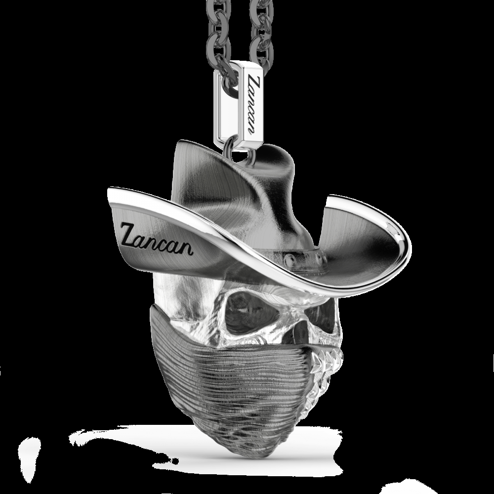 Zancan Collana Zancan in argento con pendente a teschio cowbloy Qualità