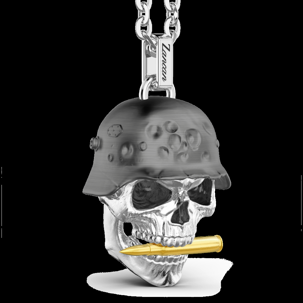 Zancan Collana Zancan in argento con pendente a teschio militare Pezzi Unici