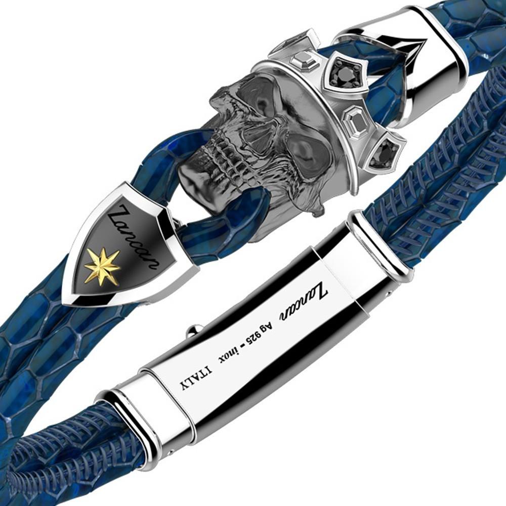 Zancan Bracciale Zancan in pelle di con teschio incoronato Soddisfazione Garantita