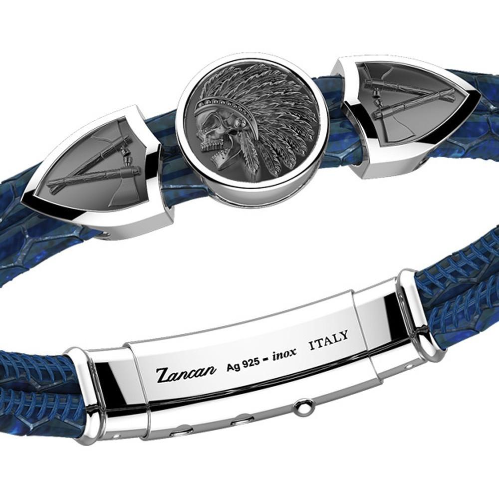 Zancan Bracciale Zancan in pelle con targa e teschio nativo americano Consegna Veloce