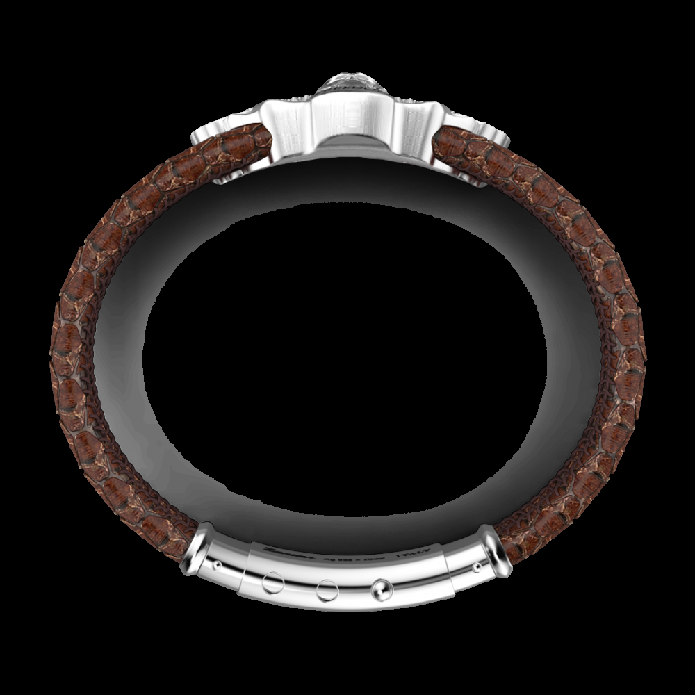 Zancan Bracciale Zancan in pelle e teschio alato in argento Promozione Limitata