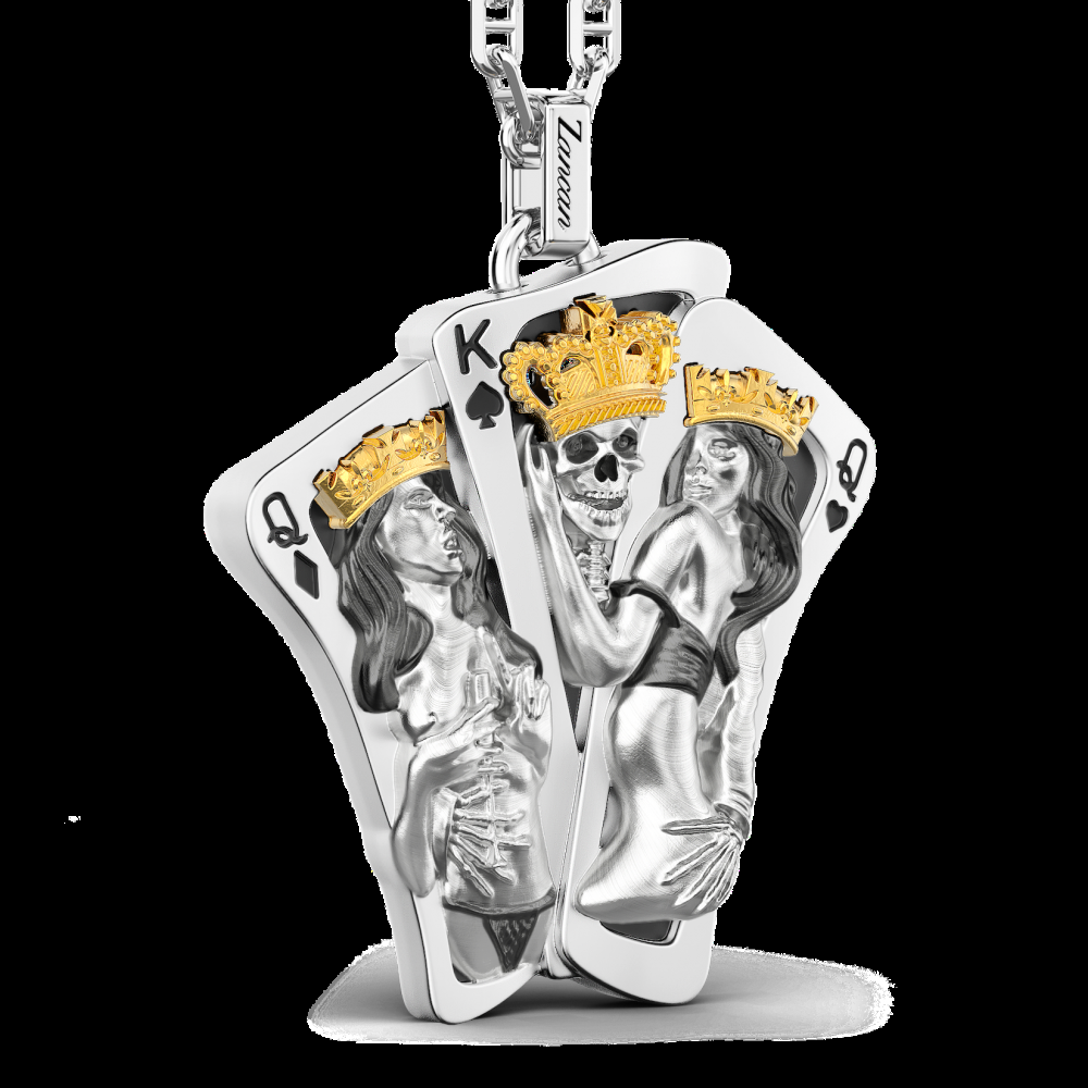 Zancan Collana Zancan in argento con pendente a carte da gioco Convenienza