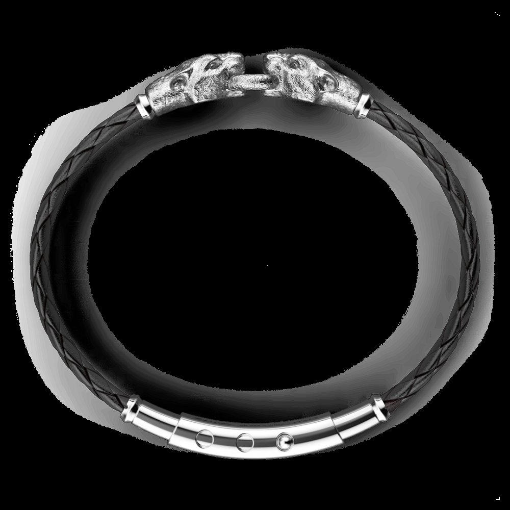 Zancan Bracciale Zancan in argento e pelle con pantere Offerta
