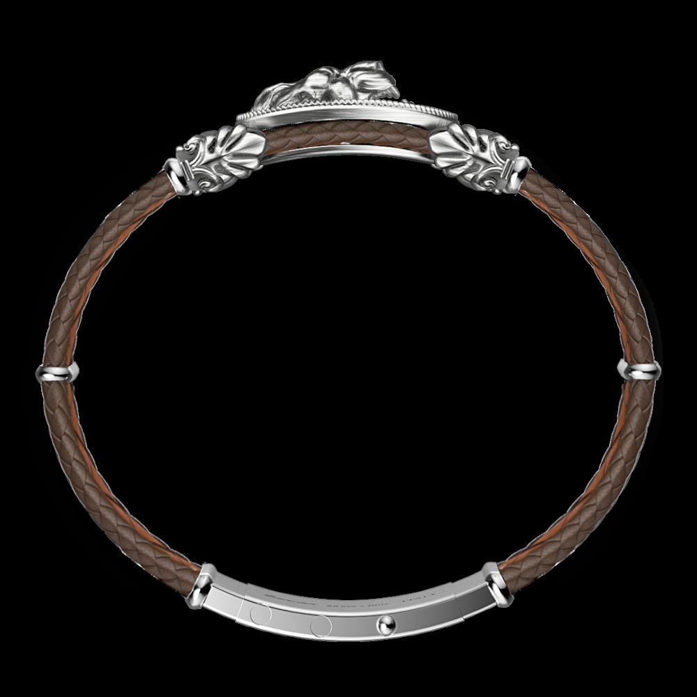 Zancan Bracciale Zancan in argento e pelle con leone Outlet