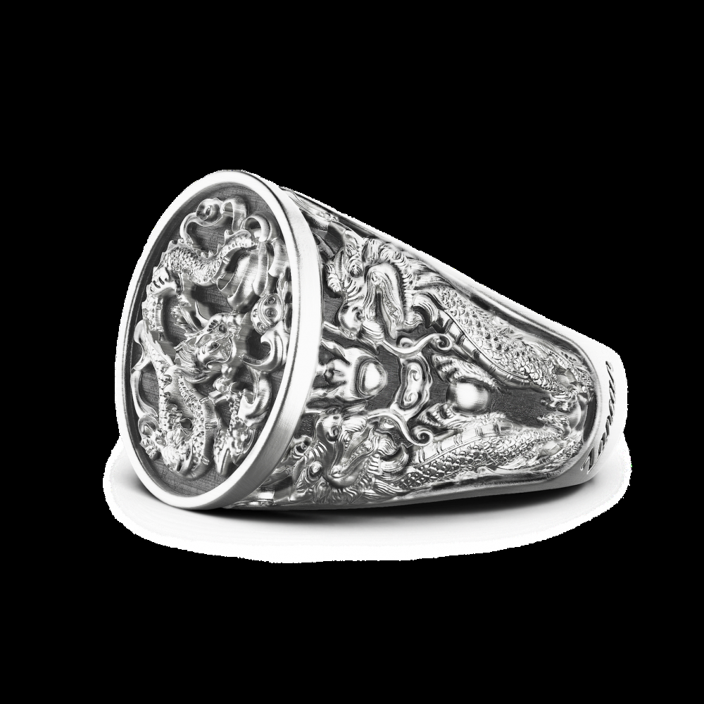 Zancan Anello chevralier Zancan in argento con drago Spedizione Gratuita