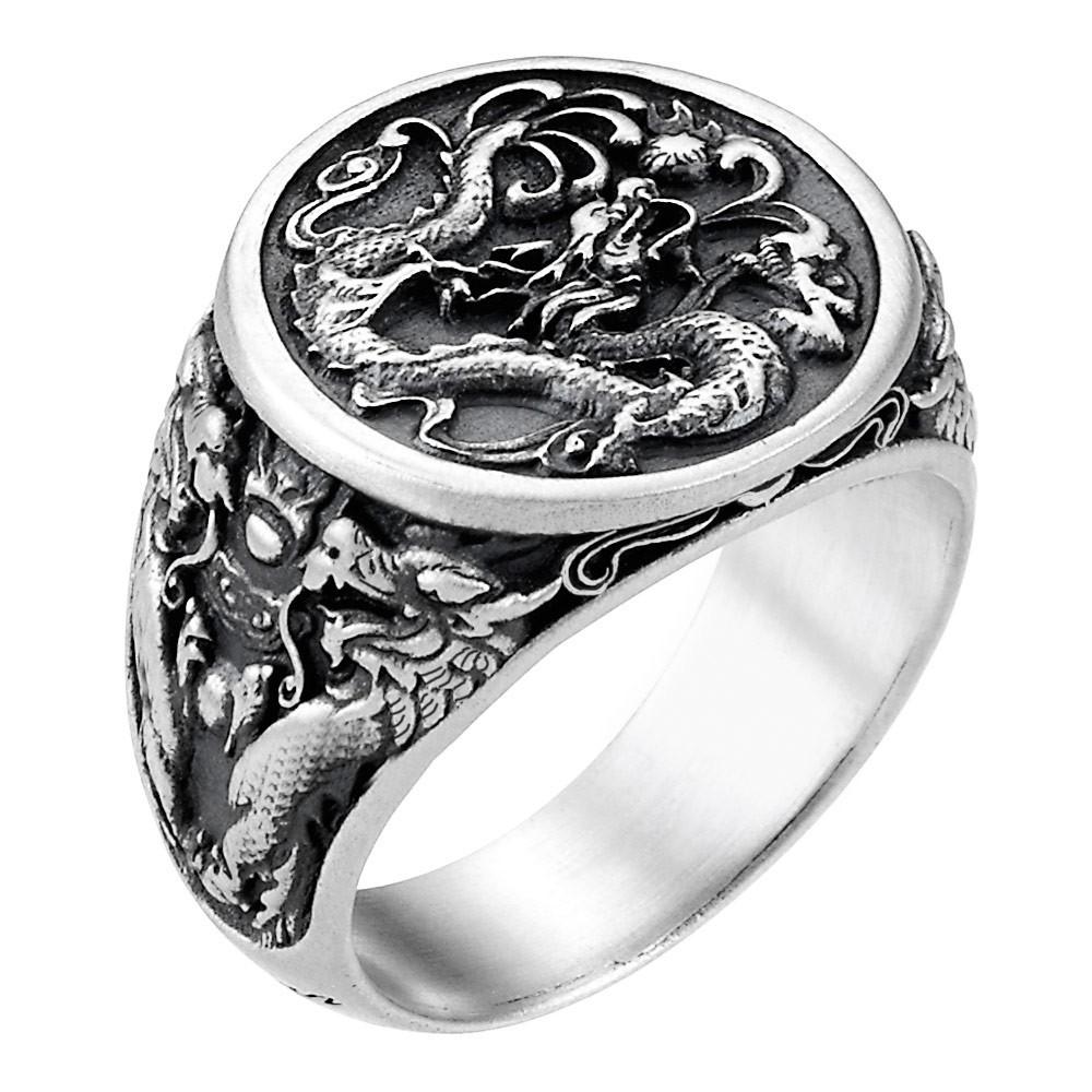 Zancan Anello chevralier Zancan in argento con drago Spedizione Gratuita