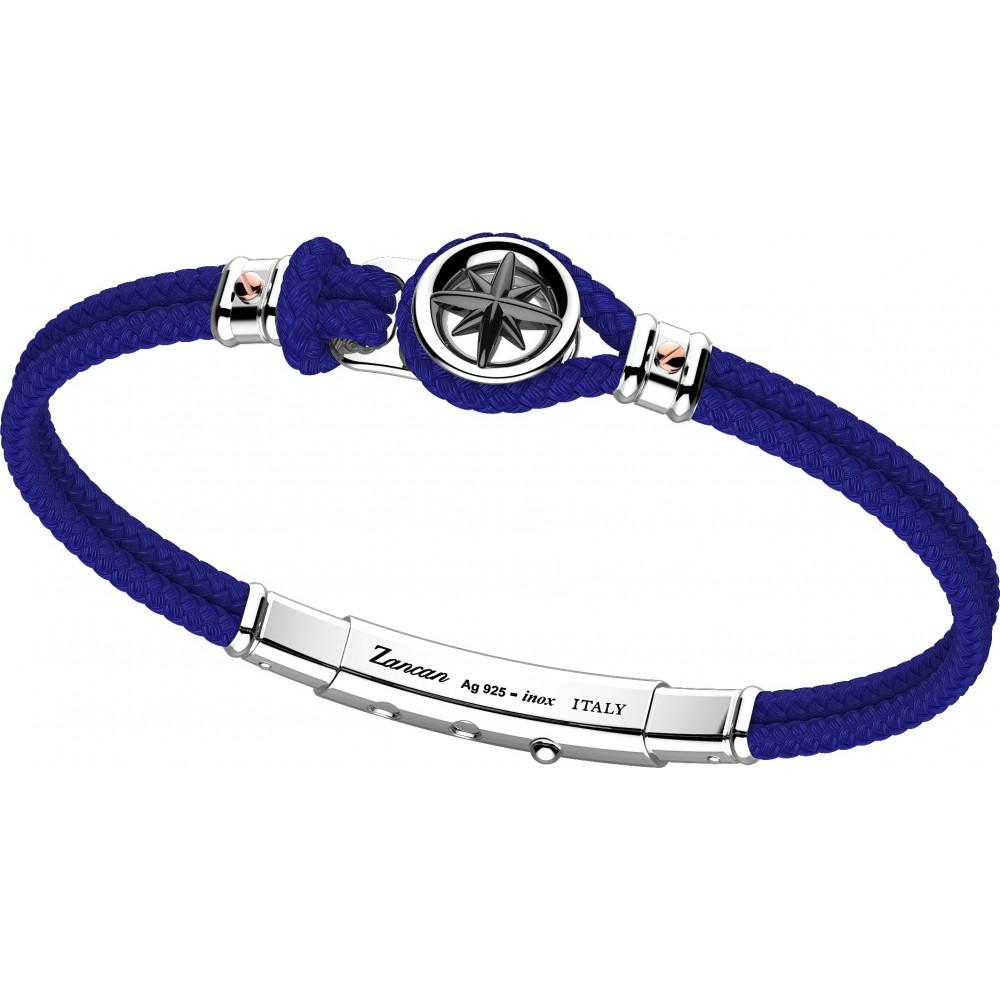 Zancan Bracciale Zancan in kevlar con rosa dei venti in argento Smaltimento dello stoccaggio
