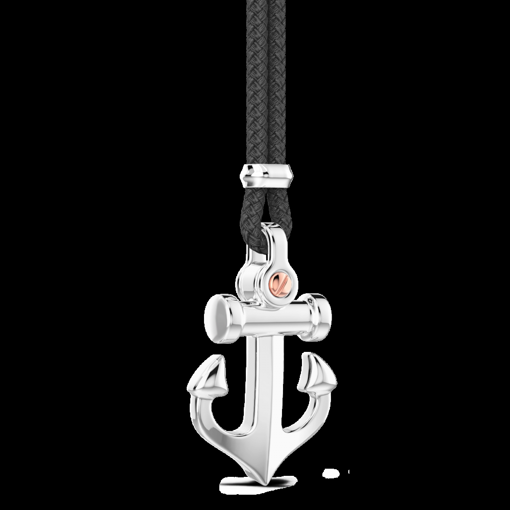 Zancan Collana Zancan in kevlar con pendente ad ancora in argento Offerta temporanea