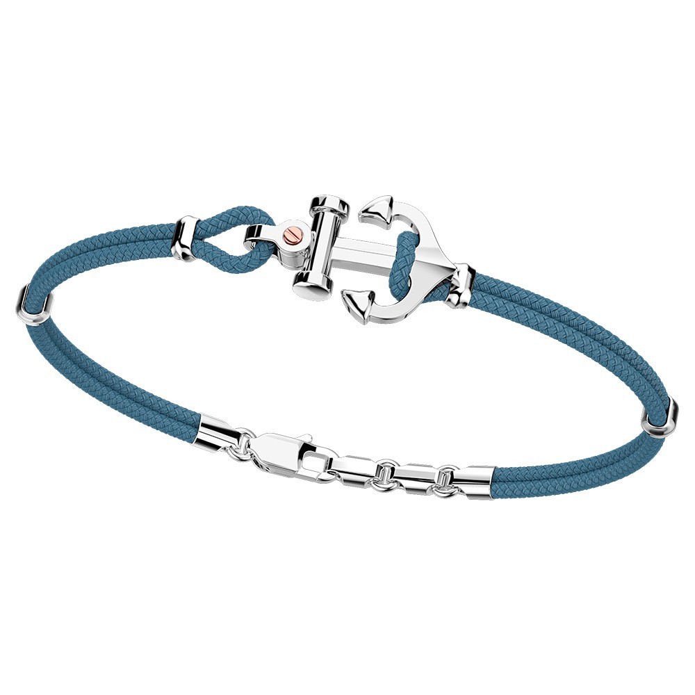 Zancan Bracciale Zancan in kevlar con ancora in argento e vite in oro rosa