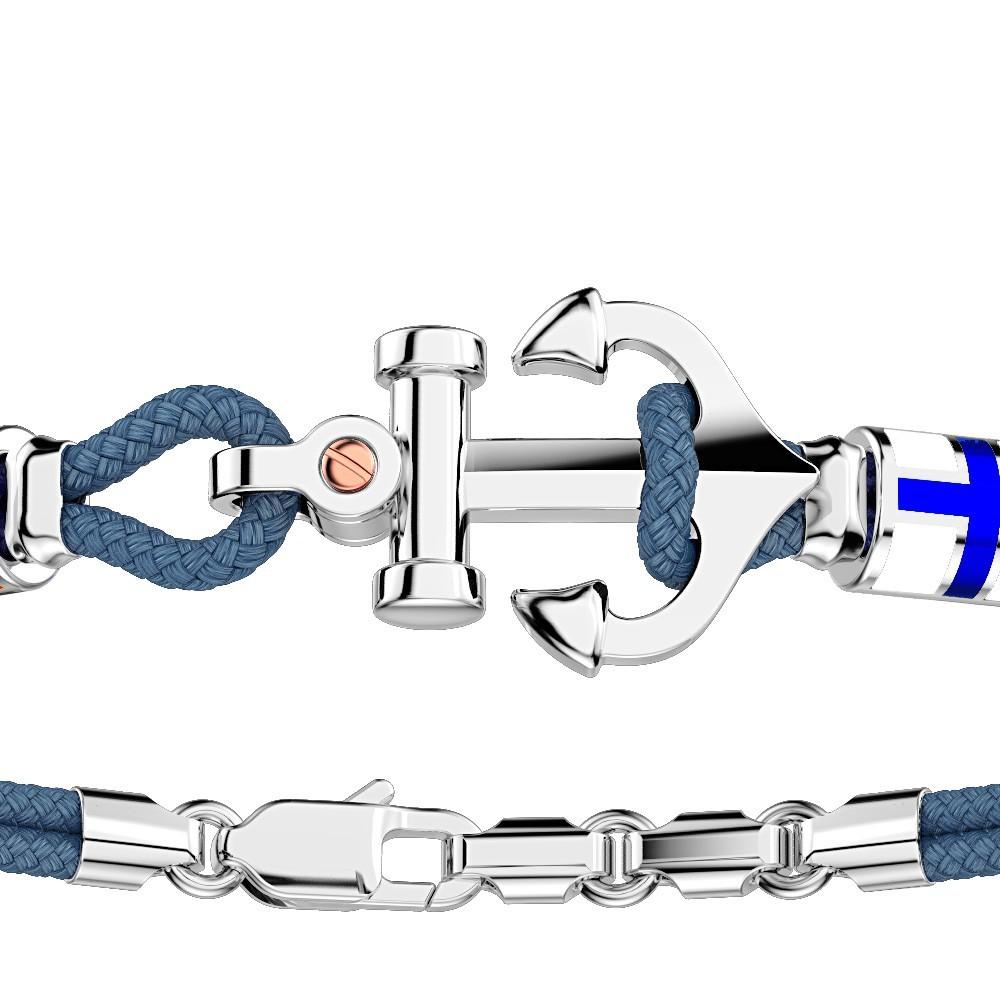 Zancan Bracciale Zancan in kevlar con ancora in argento e bandiere nautiche Nuovi prodotti