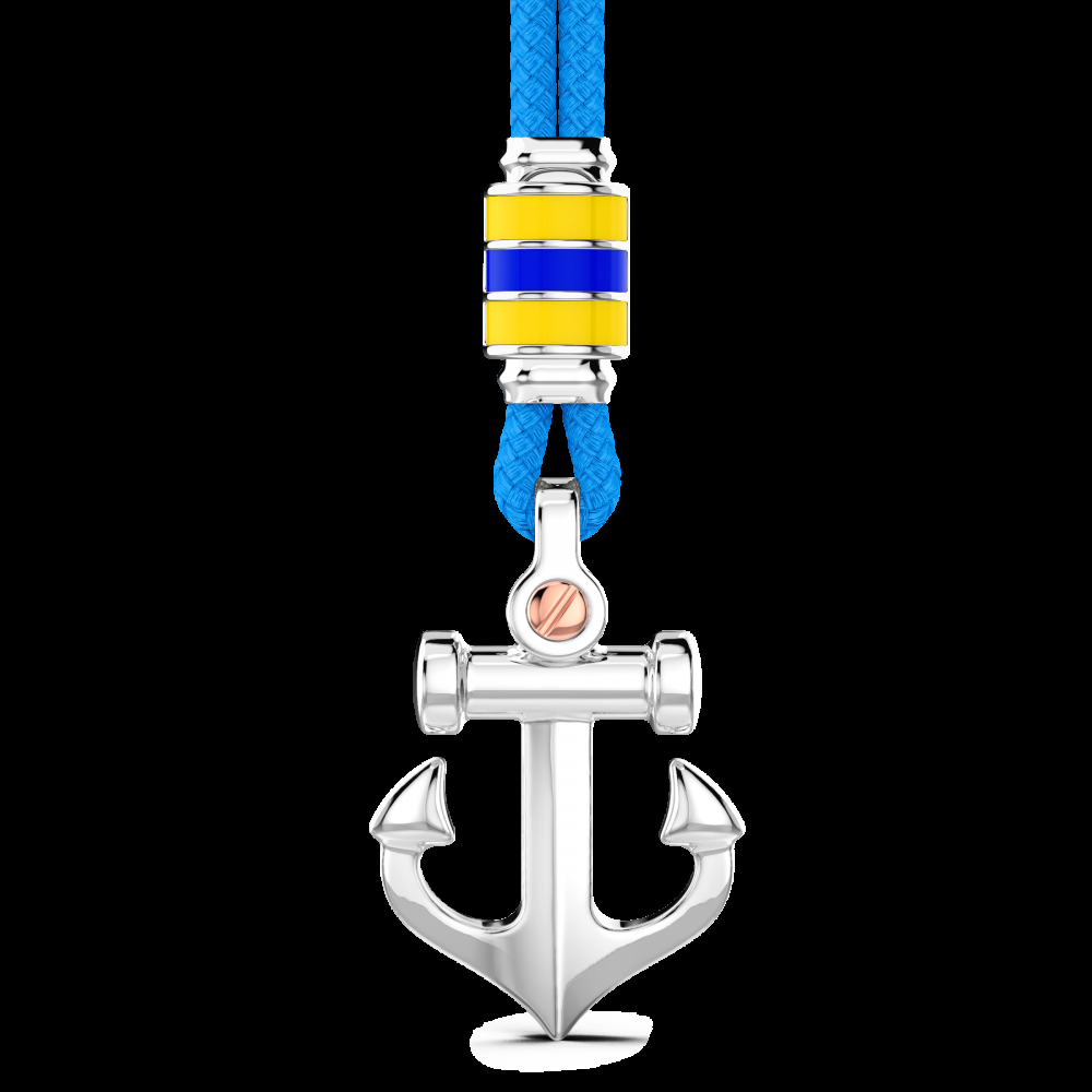 Zancan Collana Zancan in kevlar con pendente ad ancora in argento Bestseller