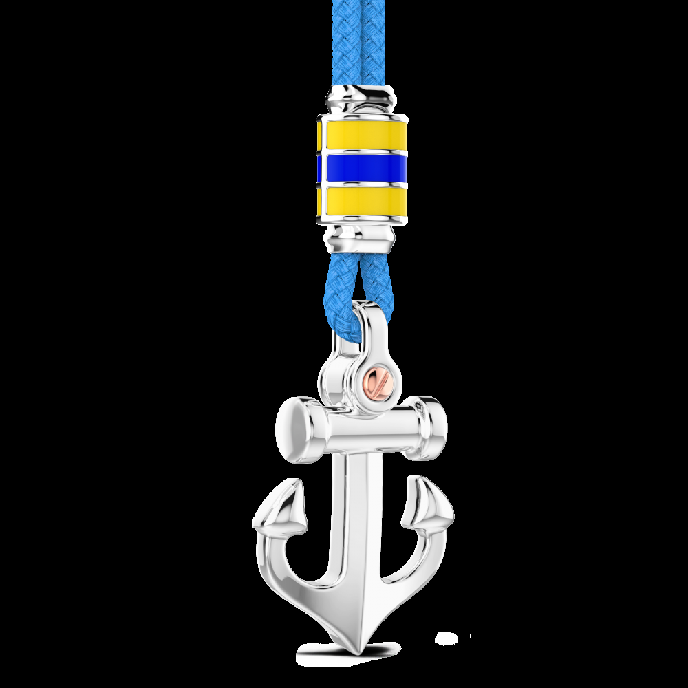 Zancan Collana Zancan in kevlar con pendente ad ancora in argento Bestseller
