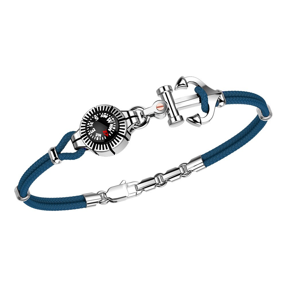 Zancan Bracciale Zancan in kevlar con ancora in argento e bussola Liquidazione
