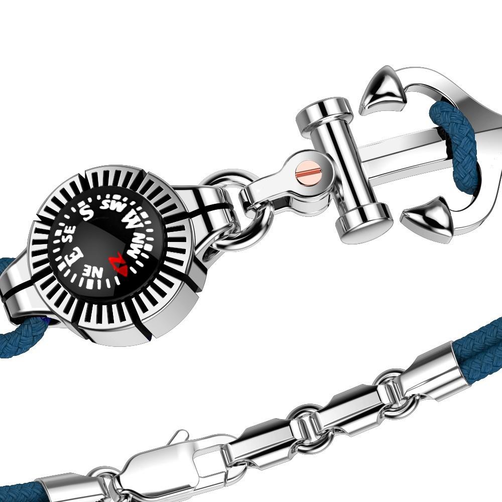 Zancan Bracciale Zancan in kevlar con ancora in argento e bussola Liquidazione