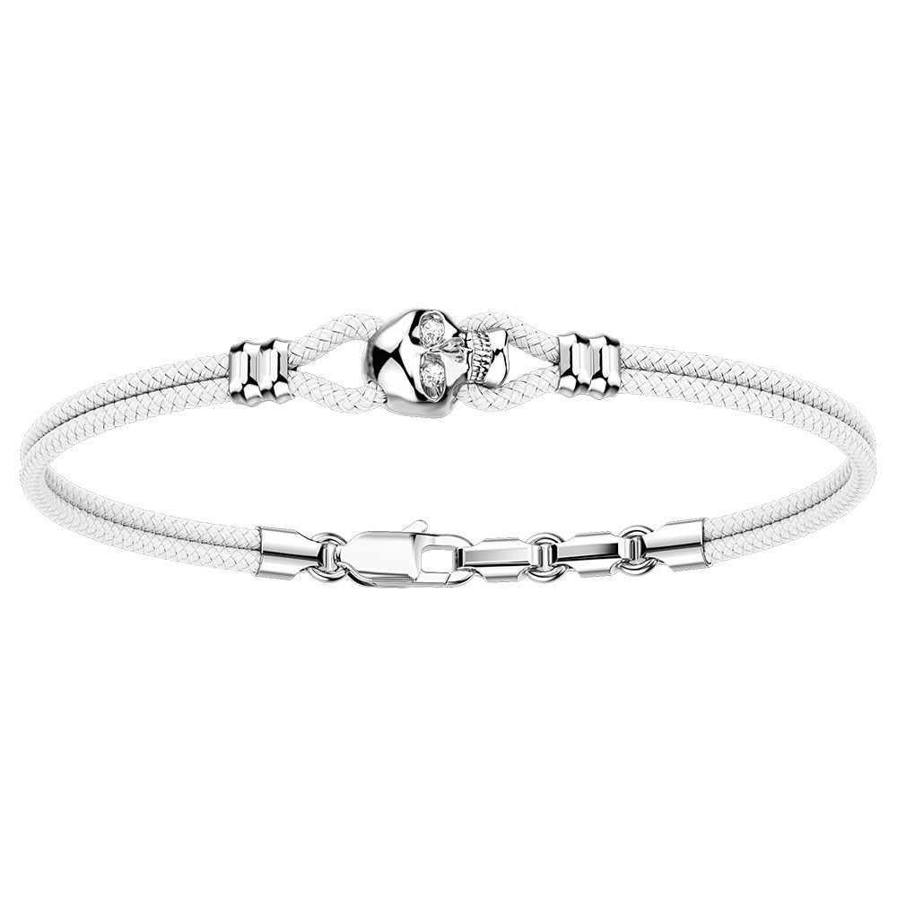 Zancan Bracciale Zancan in kevlar con teschio in argento e pietre Offerta settimanale