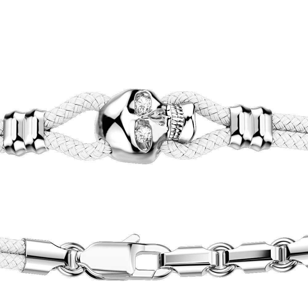 Zancan Bracciale Zancan in kevlar con teschio in argento e pietre Offerta settimanale