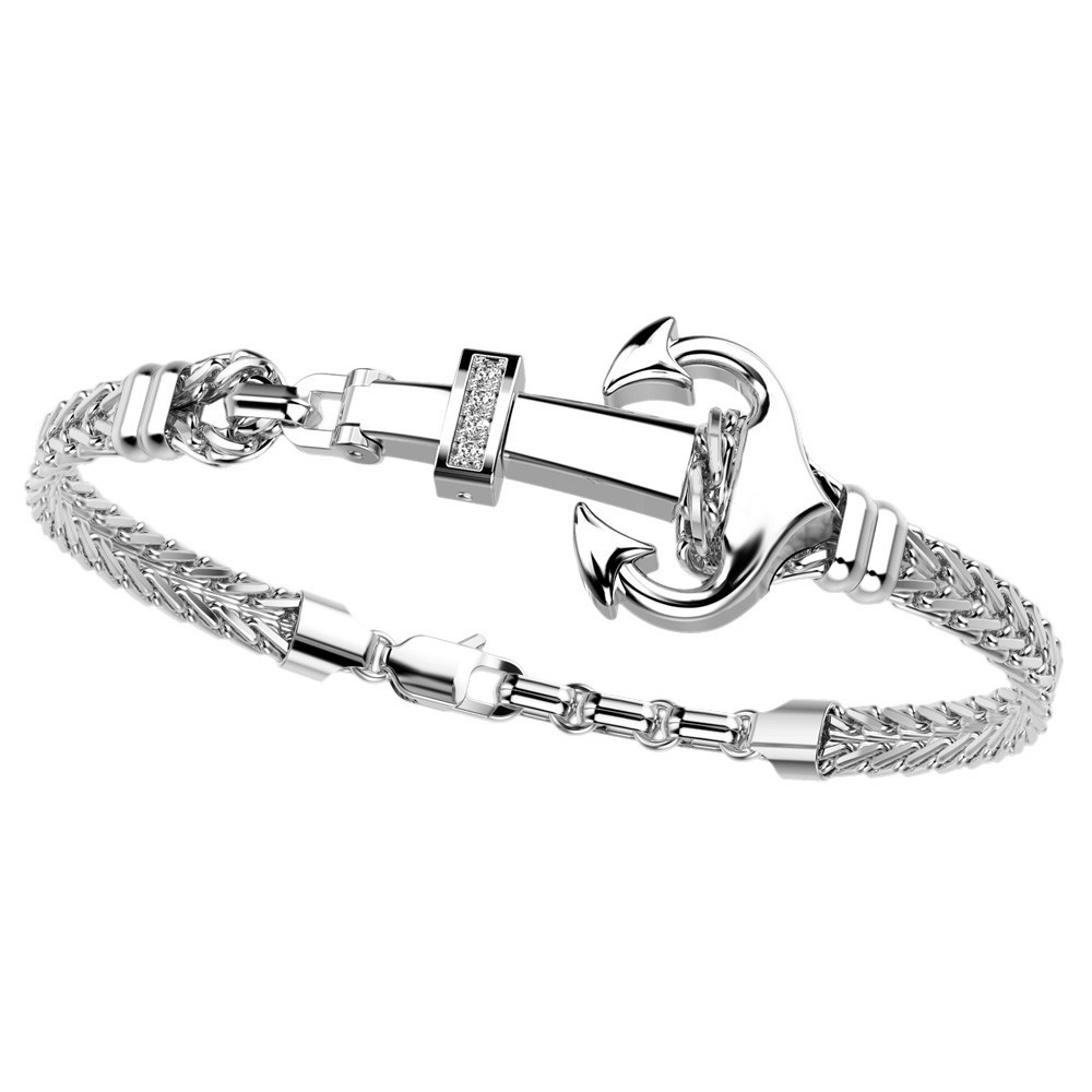 Zancan Bracciale Zancan con ancora in argento e pietre Ritorno libero