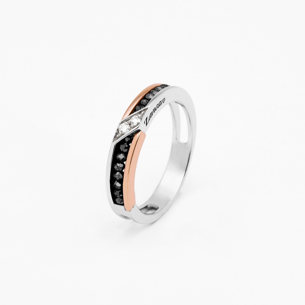 Zancan Anello Zancan in oro bianco e rosa con diamanti