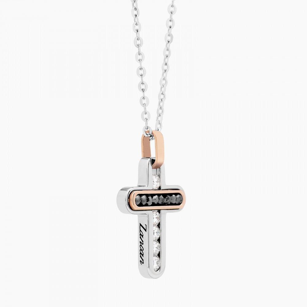 Zancan Collana Zancan in oro bianco con croce e diamanti