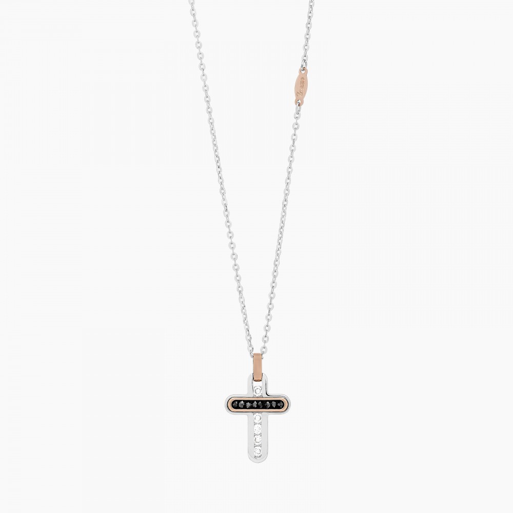 Zancan Collana Zancan in oro bianco con croce e diamanti Soddisfazione Garantita