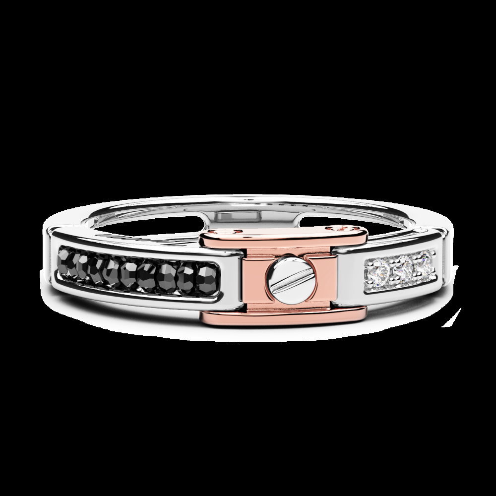 Zancan Anello Zancan in oro bianco e rosa con diamanti