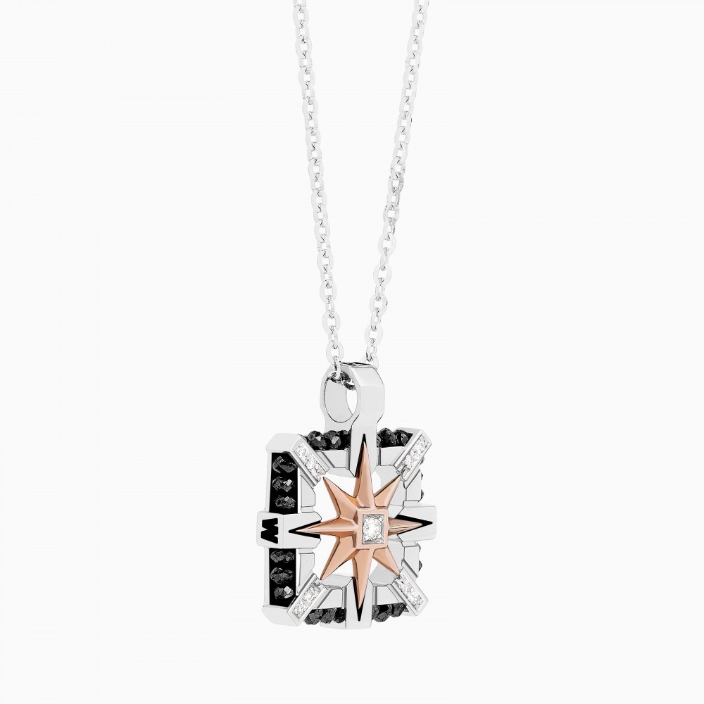 Zancan Collana Zancan in oro bianco con iconica rosa dei venti